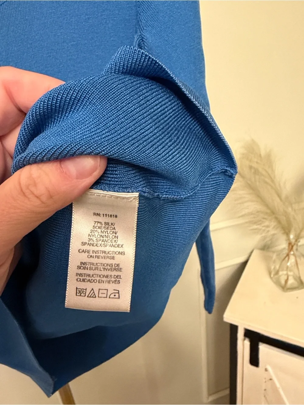 Michael Kors Cobalt Scoop Neck Silk Knit Top with Keyhole MSRP $149